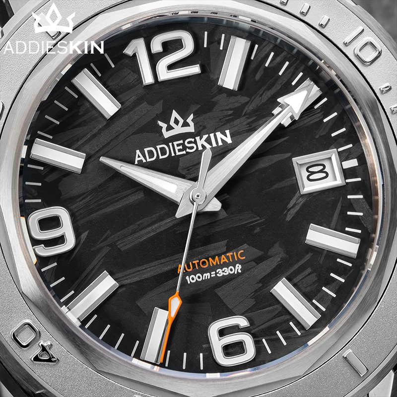 

AddiesKin Men Watches Carbon Fiber Dial Automatic Watch Sapphire Glass 100m Waterproof BGW9 Luminous Stainless Luxury Wristwatch