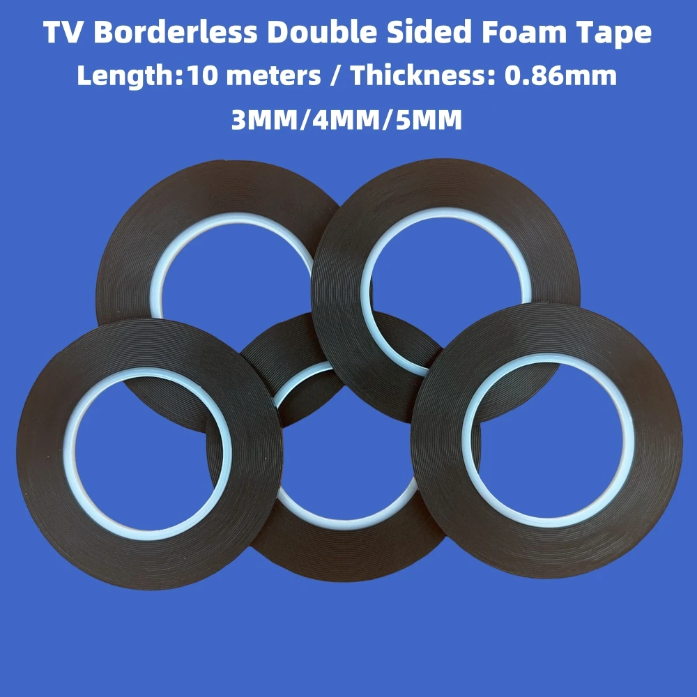 LCD LED TV Screen Matrix Display Panel Repair Tape for Frameless TVs Double Sided Adhesive Foam Black Sticky Tape 3/4/5/6mm