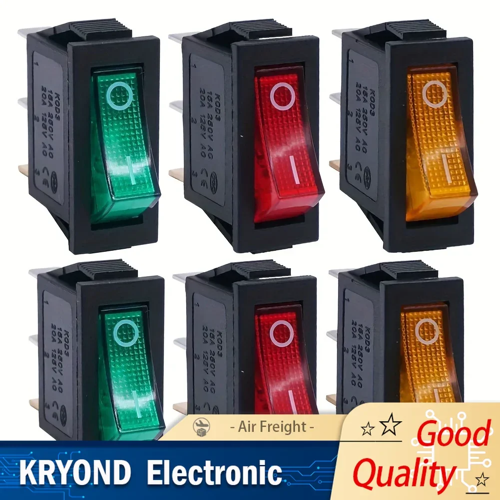 

8 шт. мини-лодочка, кулисный тумблер с подсветкой, светодиодная подсветка, защелкивающаяся, для домашнего использования DIY AC 250V15A 125V20A SPST, 3-контактный, 2-позиционный