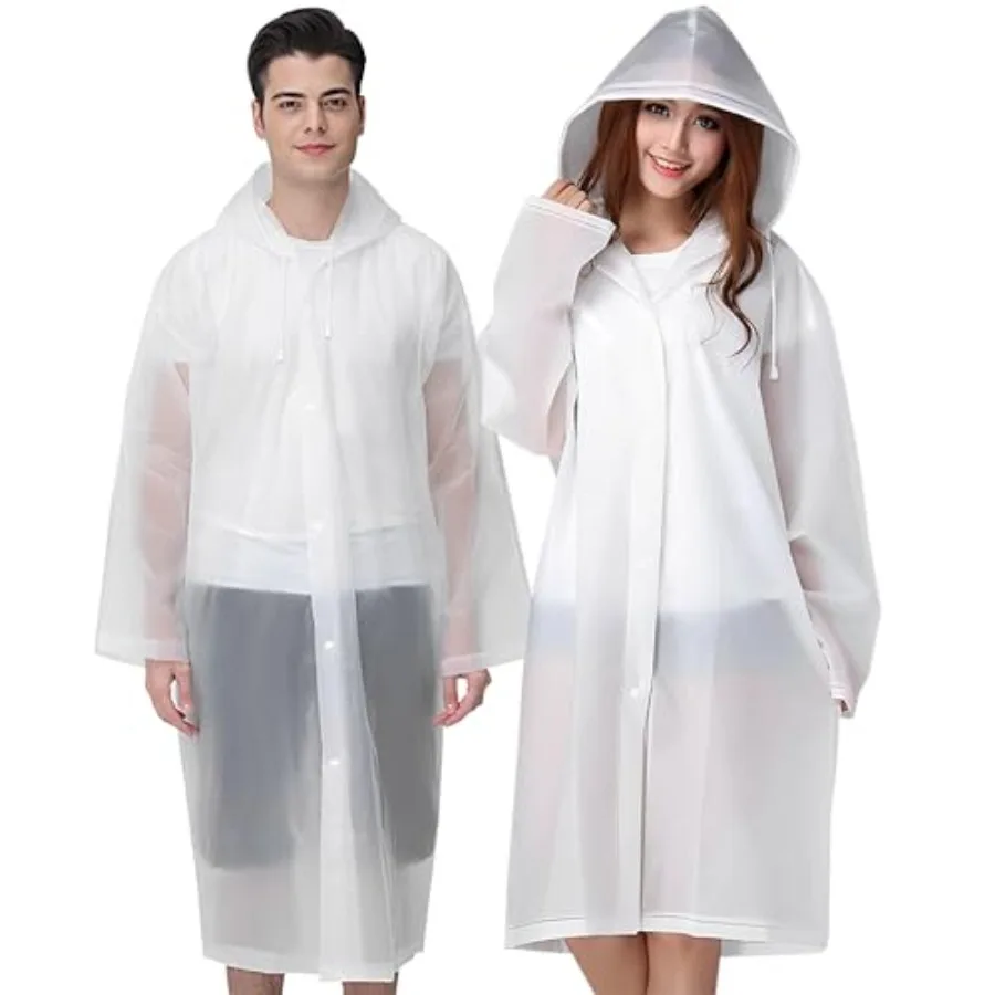 

Rain Ponchos for Adults Reusable, 2 Pcs Raincoats Emergency for Women Men with Hood and Drawstring