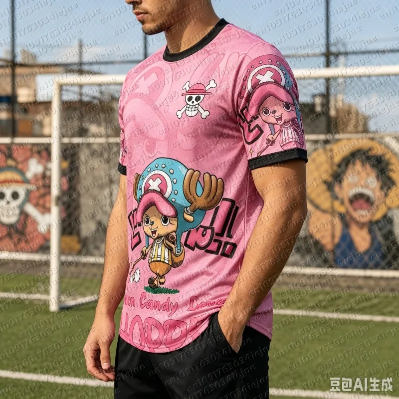 Summer Chopper Anime Jersey, Y2K Pink Print, Family Matching Outfit for Sports, Street Fashion, Daily Casual Wear