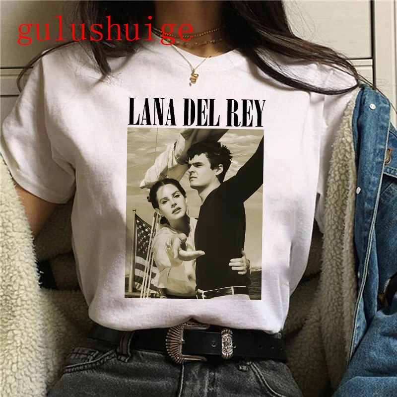 90s Singer Lana Del Rey Ldr Sailing Graphics T Shirt Harajuku Women Vintage Short-Sleeve T-Shirt Streetwear Female Tshirt