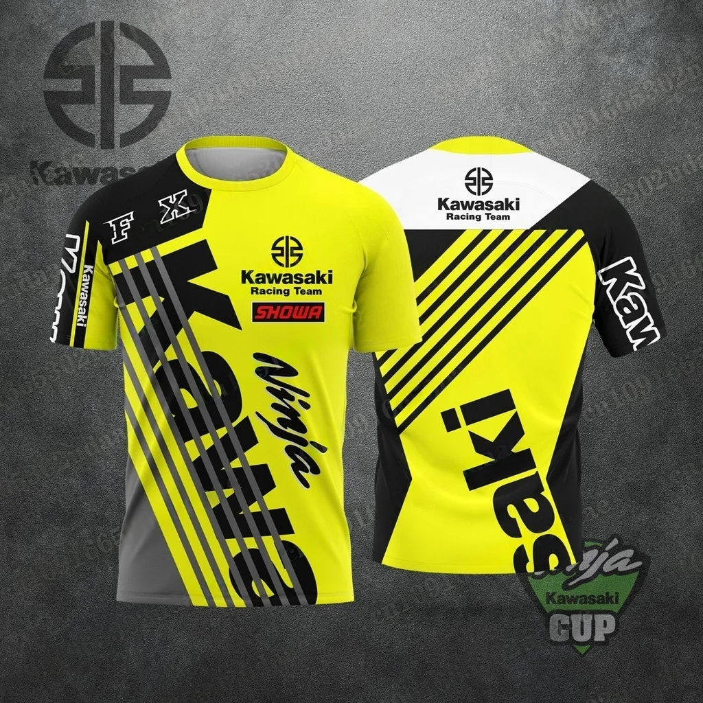 

Летняя мужская футболка с круглым вырезом и коротким рукавом Kawasaki, простой и повседневный, дышащий, быстросохнущий, удобный спортивный топ