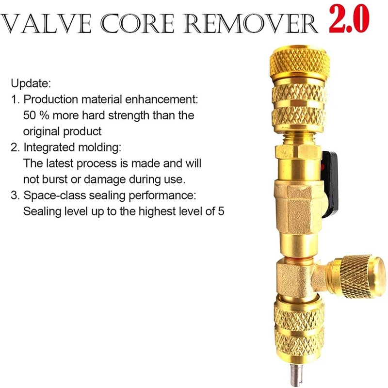 HVAC AC Valve Core Remover Dual Size 5/16 Inch 1/4 Inch Port Installer Tool For Car Automobile