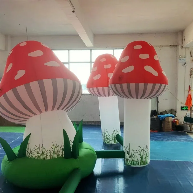 New inflatable mushroom model with LED lights artificial inflatable mushroom plant balloon blow up flower for outdoor decoration