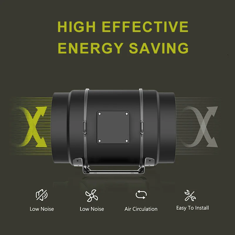 Inline Exhaust Fan 8 Inch EC Motor Smoke Extractor With Speed Controller 553 CFM Strong Airflow 200mm Duct Ventilation Fan