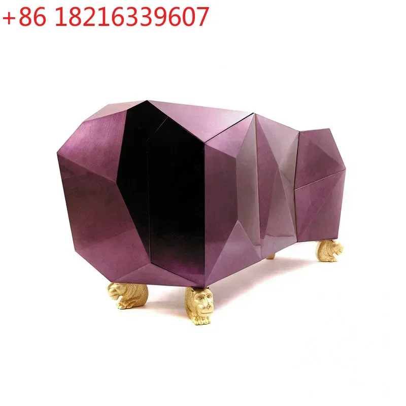 

TAO Designer Hotel Restaurant Golden Four-Legged Beast Irregular Diamond Sideboard