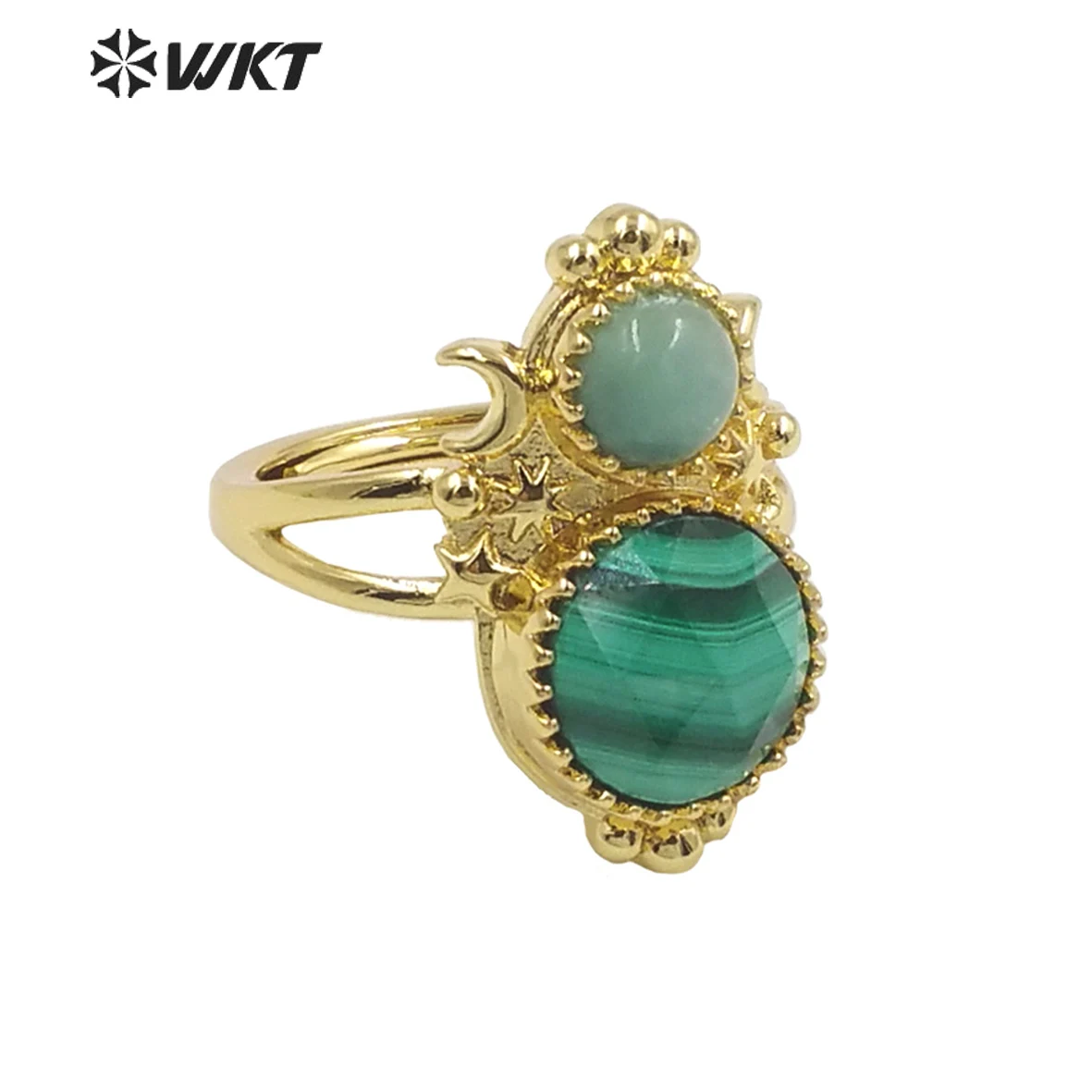 WT-R477 Classic Court Style Colored Gemstone And Unique Hollow Lace Up Design For Women Simple Jewelry Finding Ring