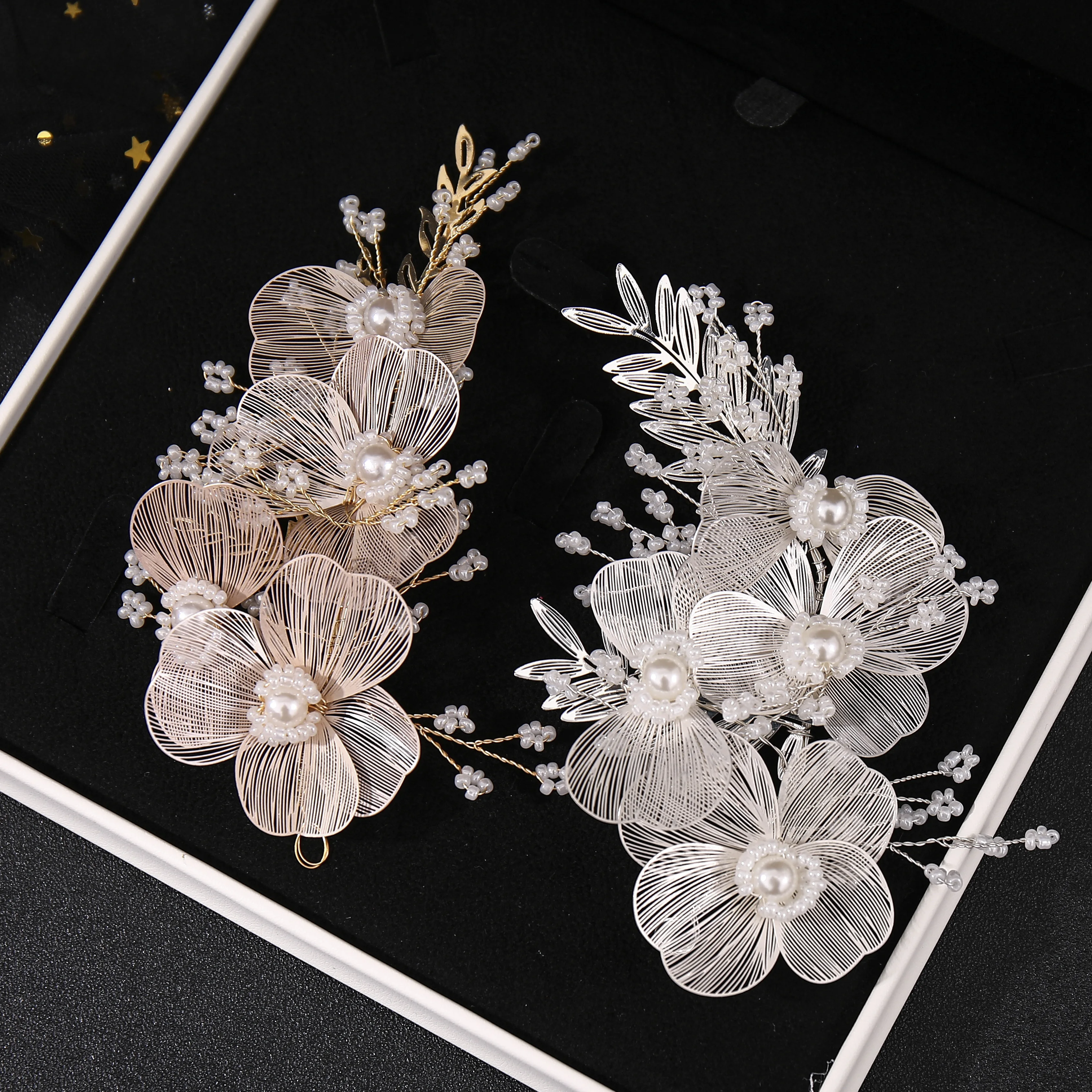 Bridal Wedding Headband Flower Pearl Hairpin Hair Accessories for Women Hair Jewelry Party Bride Headpiece Bridesmaid Gift