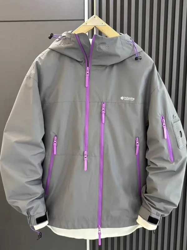 

Spring Autumn Hooded f Zip Outdoor Jaet Men's Casual Faion Polyester Fabric Commute Ready Stand Fit Youth Trend