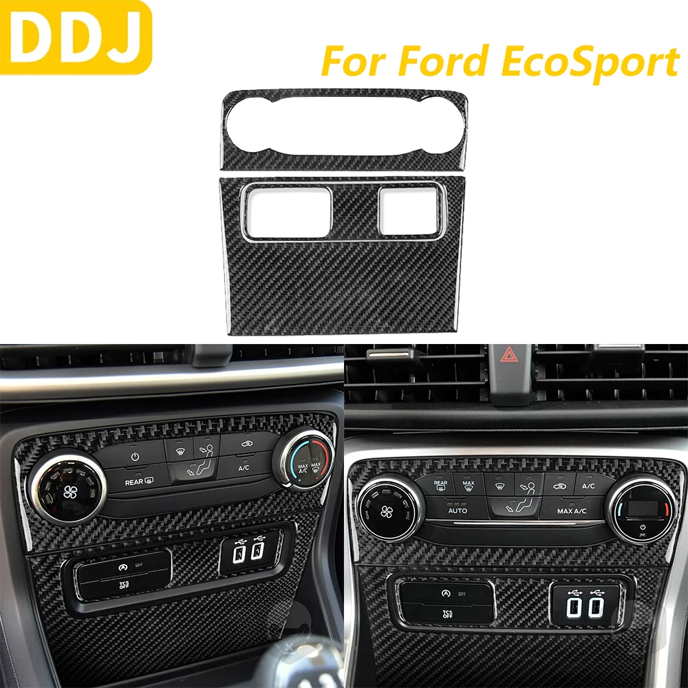 

For Ford EcoSport 2018-2025 Carbon Fiber Central USB Port Air Conditioning AC Panel Cover Decorative Set Car Accessories Sticker