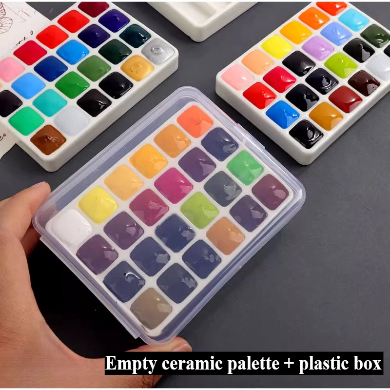 Pusta paleta ceramiczna Paleta akwareli 18/24 Siatka Taca na farby akwarelowe Artysta Podróż Malowanie Przenośne artykuły artystyczne — zdjęcie produktu 6