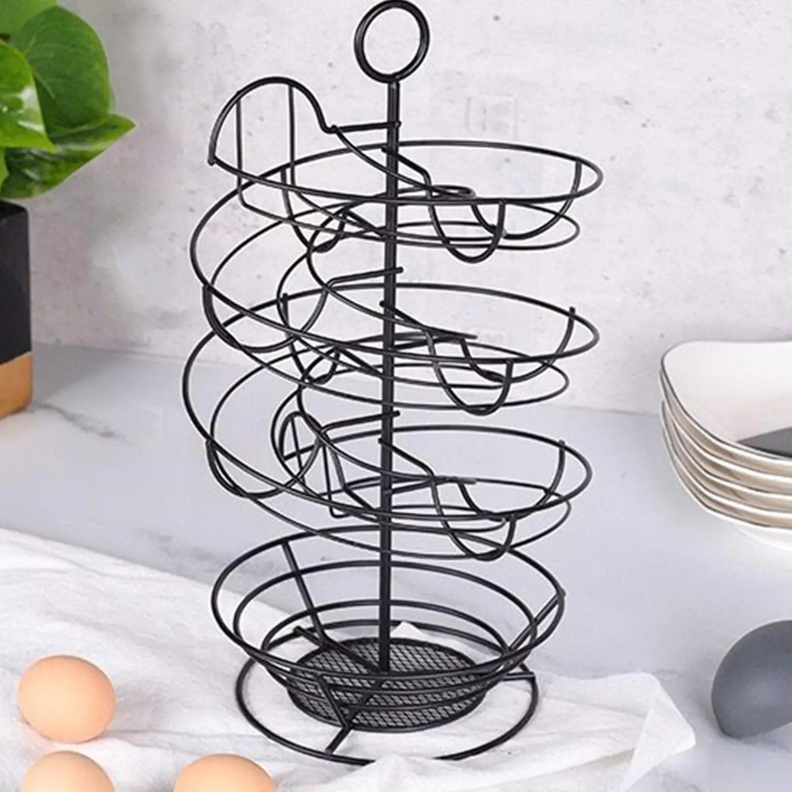 Spiral Egg Rack Countertop Chicken Egg Spiraling Basket Counter Storage Basket Metal Wire Rack for Kitchen Fruit Shelf Dorm