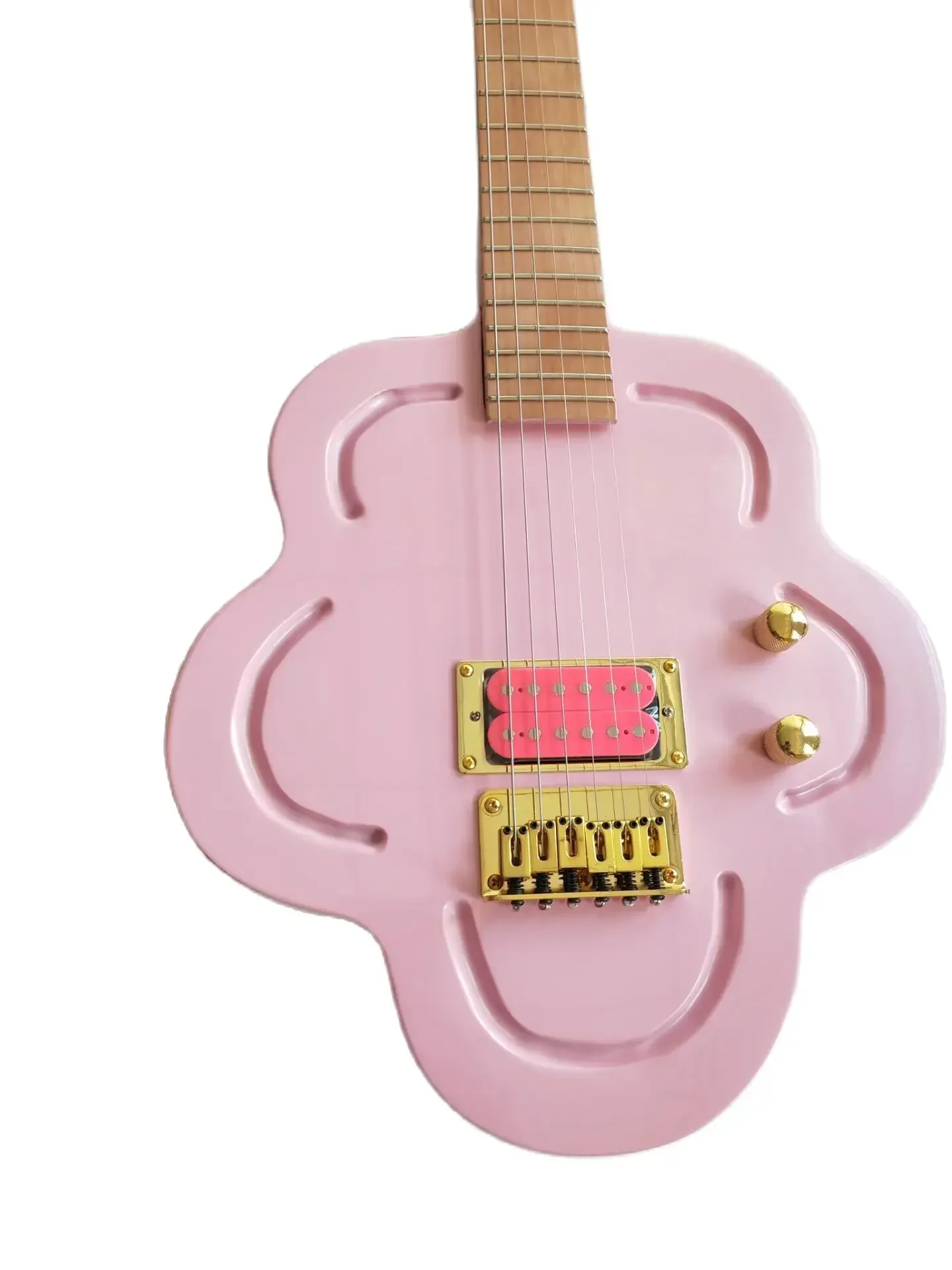 Upgrade Girly Pink 22 Frets Electric Guitar Gold Hardware Humbucker Pickups