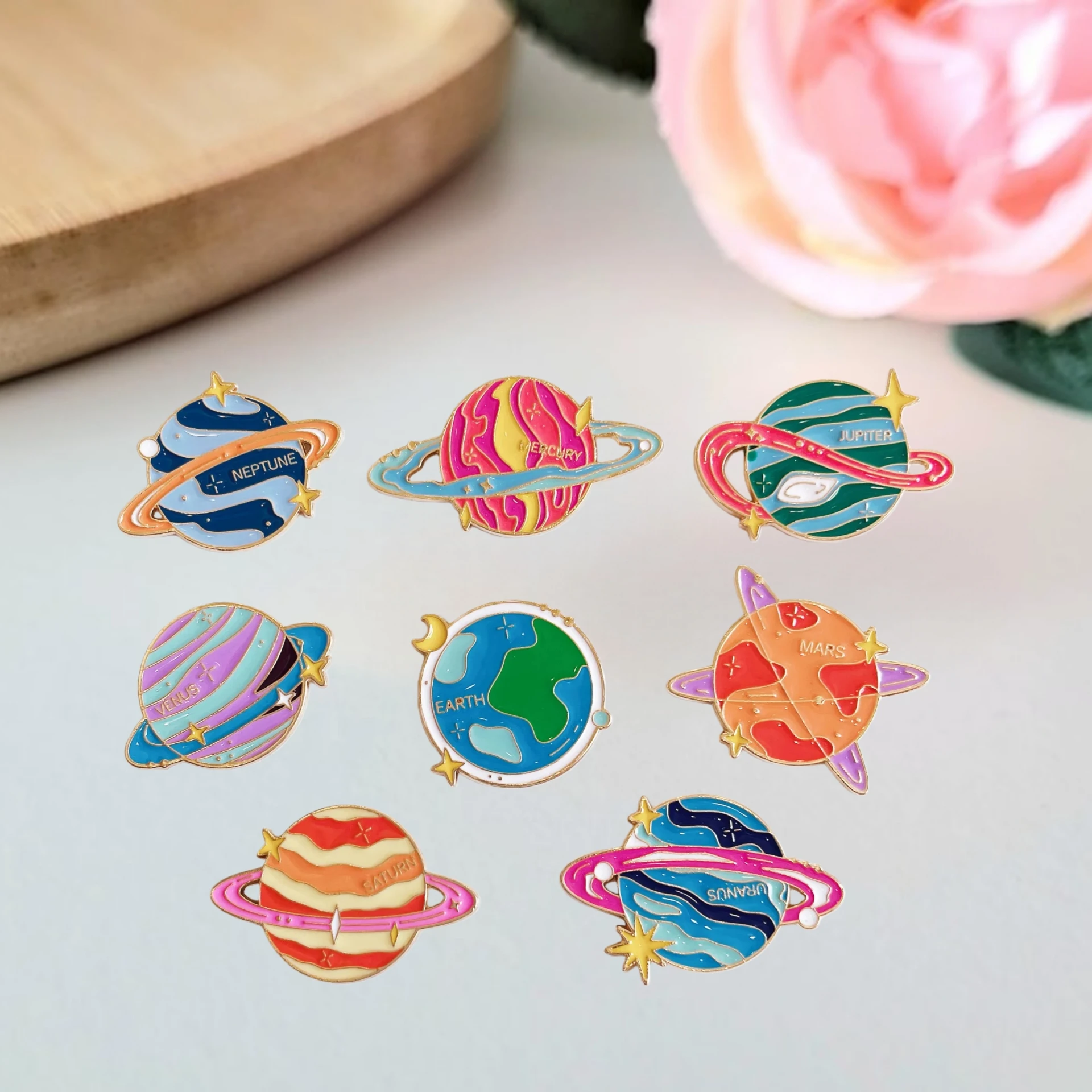 Creative Planet Enamel Pins Space Metal Badge Brooch for Jewelry Accessory Gifts for Space Lovers