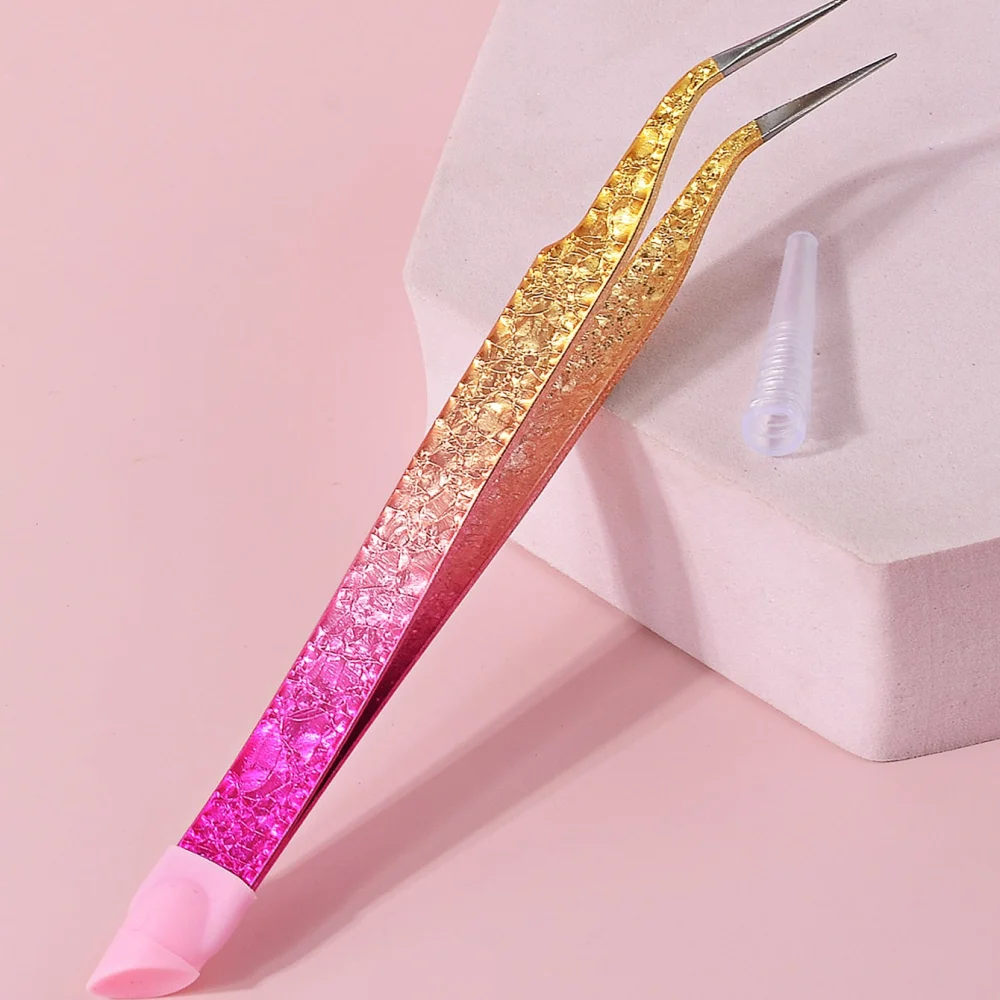 1pcs Stainless Steel Straight Curved Tweezers Stainless Steel Angled Precision Tool for Rhinestones & Decorations ﻿