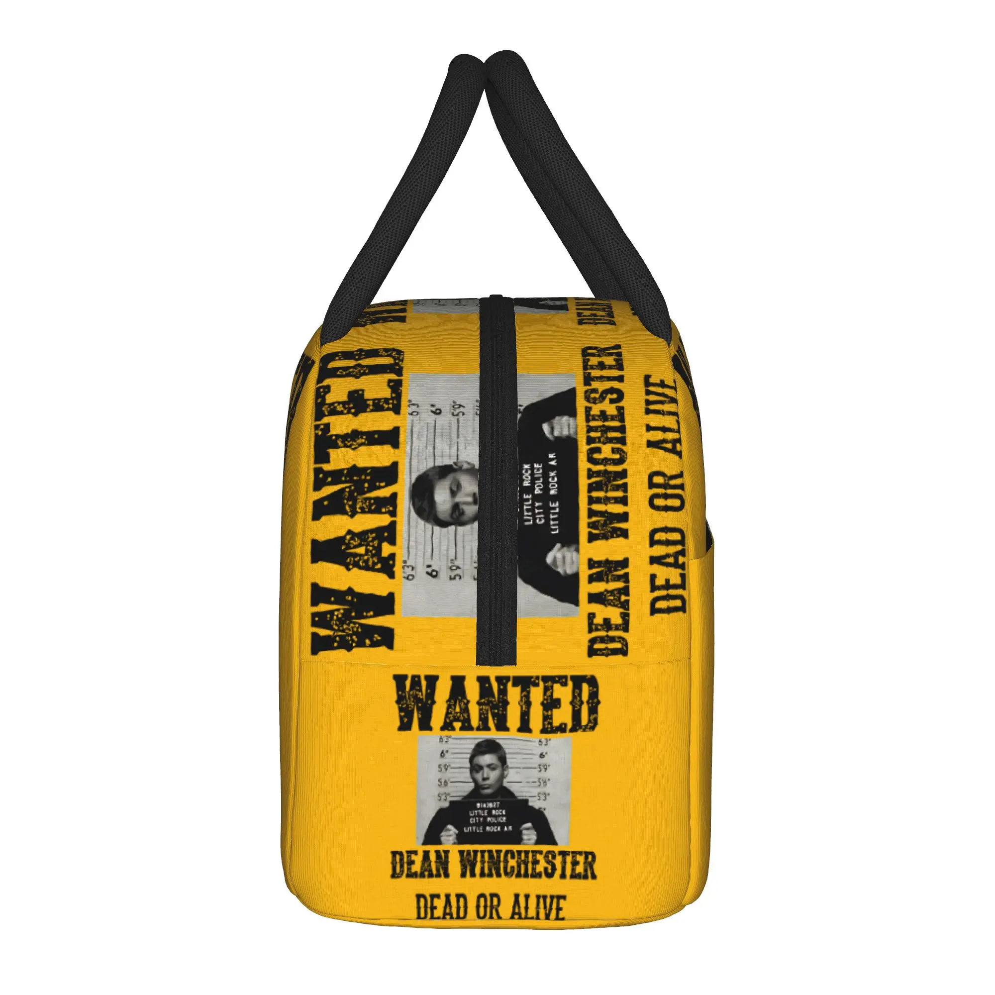 Supernatural Dean Winchester Wanted Sign Lunch Bag Insulated Lunch Box Men Office Cooler Bag Oxford Thermal Tote Handbags