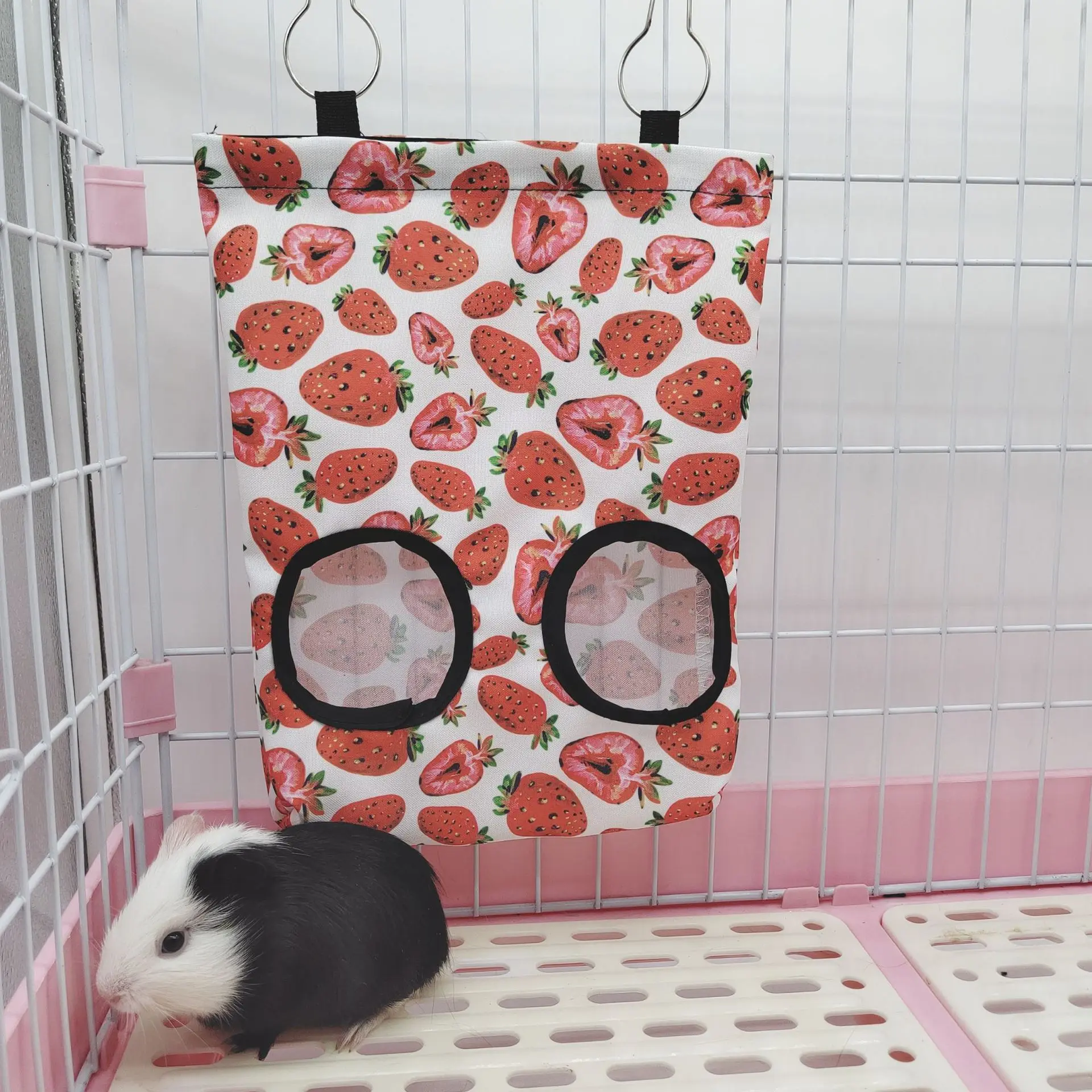 Hay Bag Hanging Pouch Feeder Holder Feeding Dispenser Container for Rabbit Guinea Pig Small Animals Pet Bunny Cage Accessories