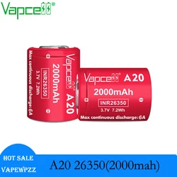 1-10pcs Highest Capacity Vapcell A20 26350 2000MAH 6A 3.6V lithium battery INR26350 Rechargeable Battery Cell For flashlight