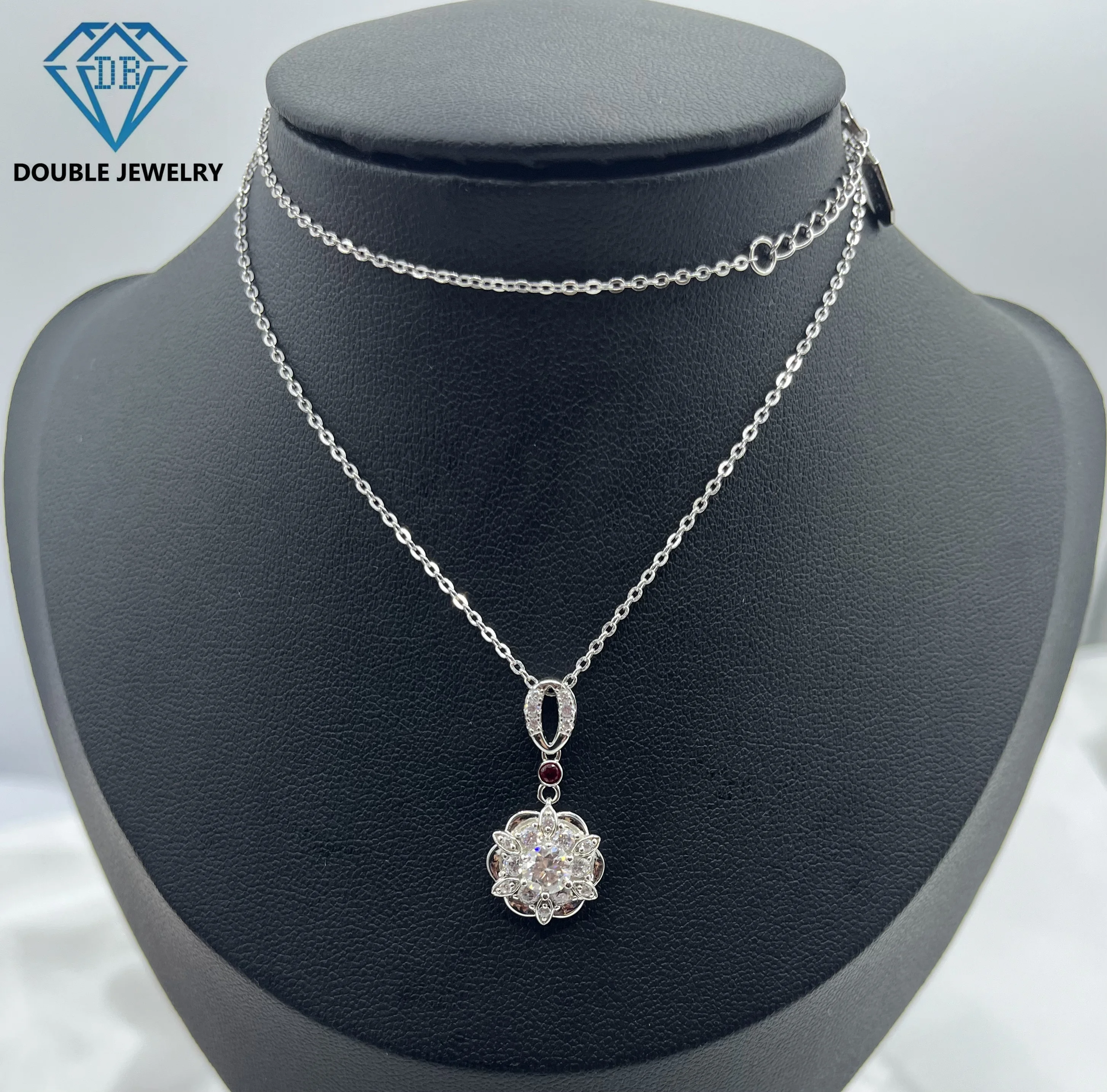 

Double Jewelry Sunflower design moissanite pendant necklace for women jewelry gift 925 sterling silver pendant necklace jewelry