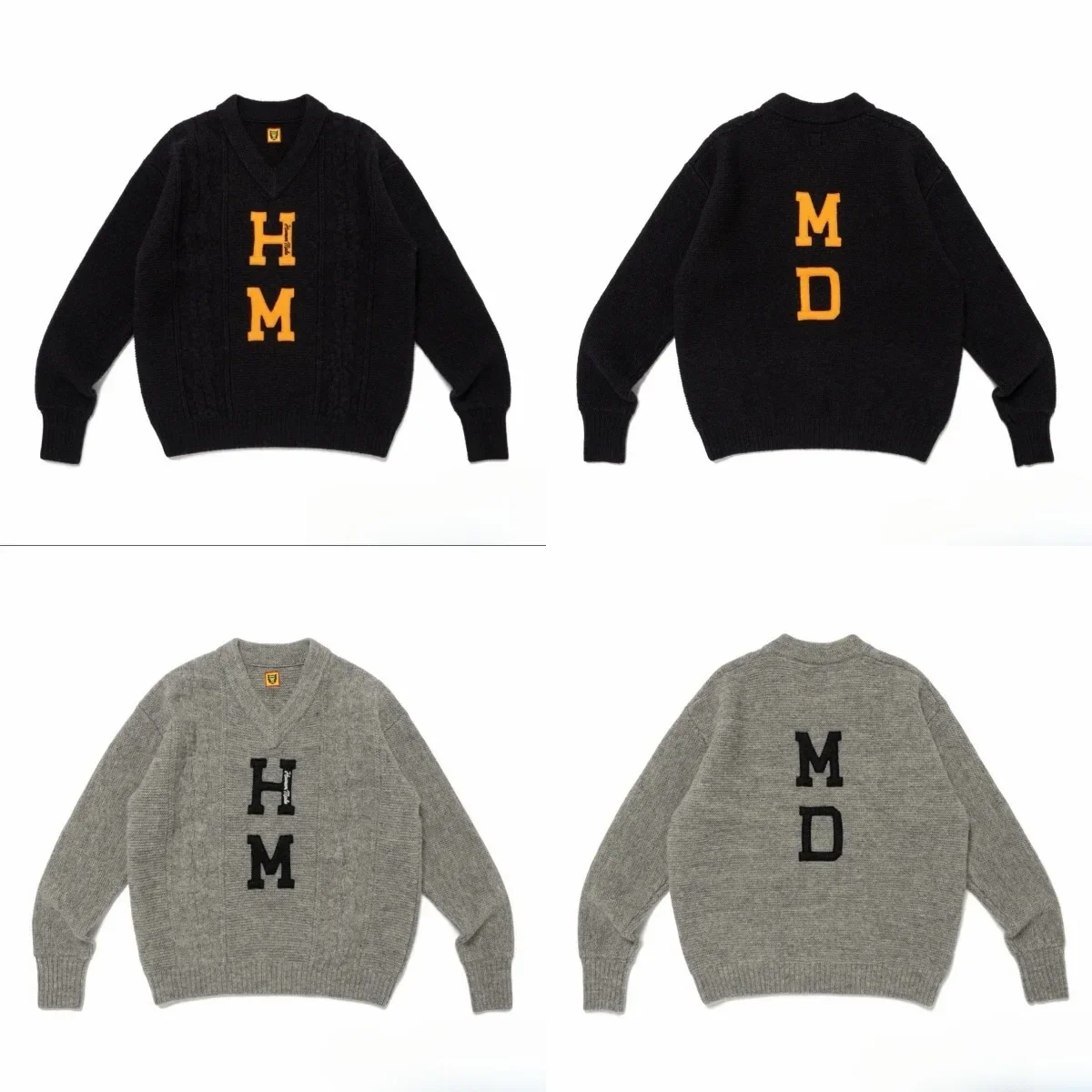 

2025 New Humanmade Autumn Winter Unisex Couple Vintage Embroidered Loose Knit Warm Sweater Fashion Outerwear