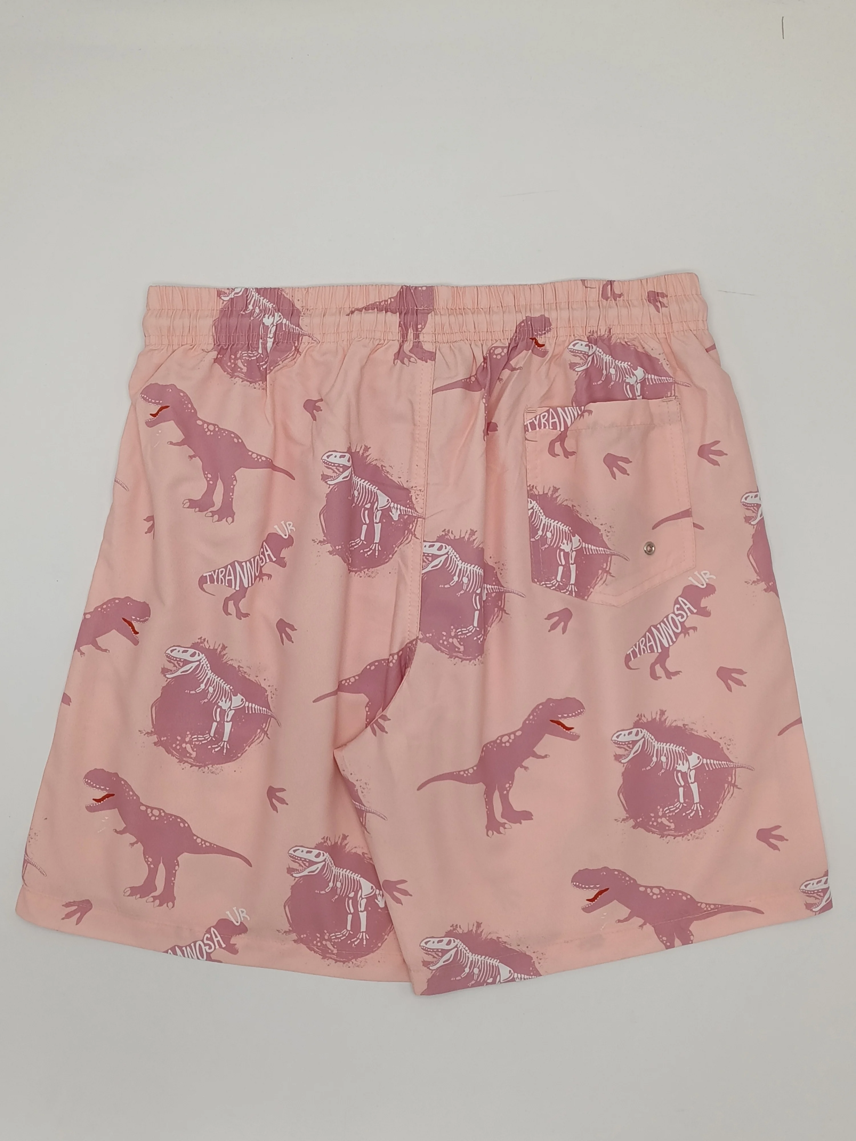 Men\'s Pale Pink Bottom Dinosaur Print Fashion Men\'s Beach Pants