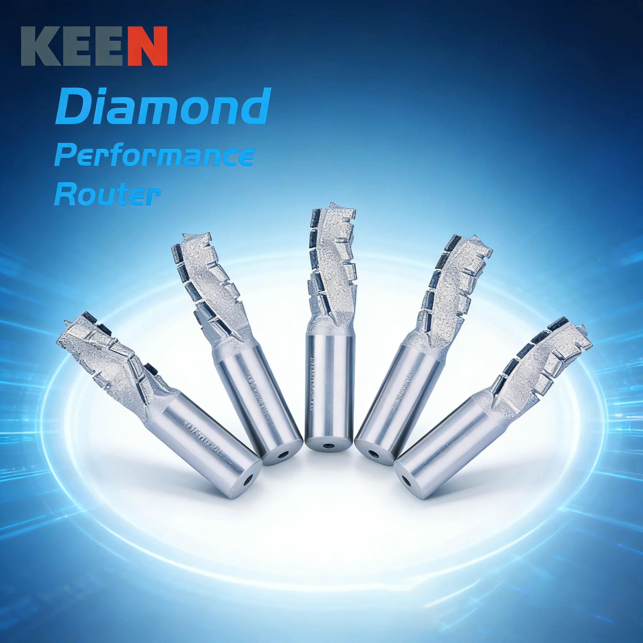 2+2Z PCD Corn End Mill Diamond Spiral Milling Cutter Engraving Slotting CNC Tool for Silicate Board Anti-Bite MDF Solid Wood