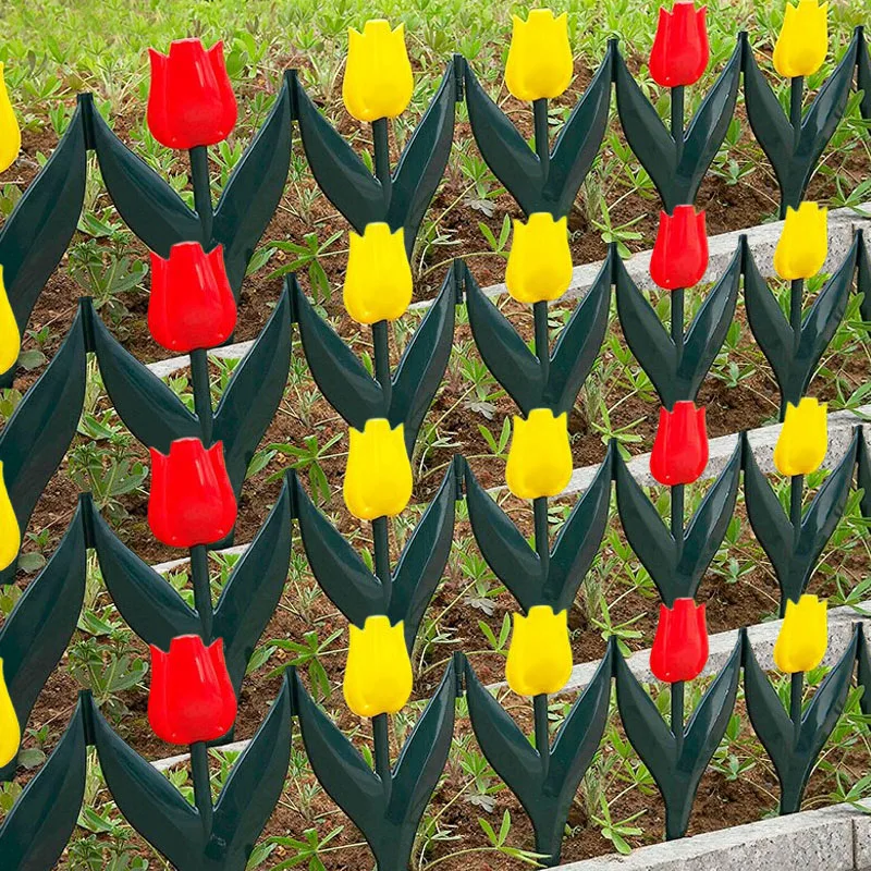 Garden PP Fence Edging Tulip Shape Gardening Edging Outdoor Decor Garden Fence Plant Borders Plastic Fencing
