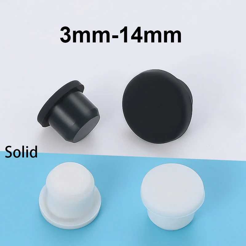 Black Silicone Rubber Hole Caps 3-14mm T-type Solid Plug Cover Snap-on Gasket Blanking End Cap Seal Stopper waterproof Dust Seal