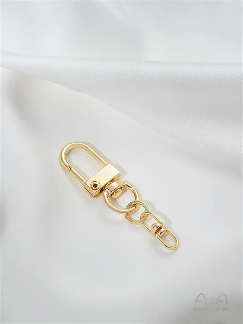 LLavero de oro auténtico de 14K, accesorios DIY hechos a mano, anillo, cadena, colgante para bolso, juego de tres piezas de 8 caracteres, accesorios K910