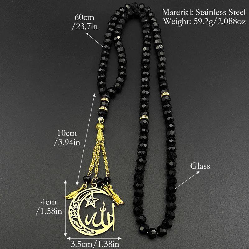 الهلال القمر نجمة الإسلامية مسلم الله قلادة قلادة للنساء الرجال الفولاذ المقاوم للصدأ الذهب اللون العربية الوردية تميمة المجوهرات