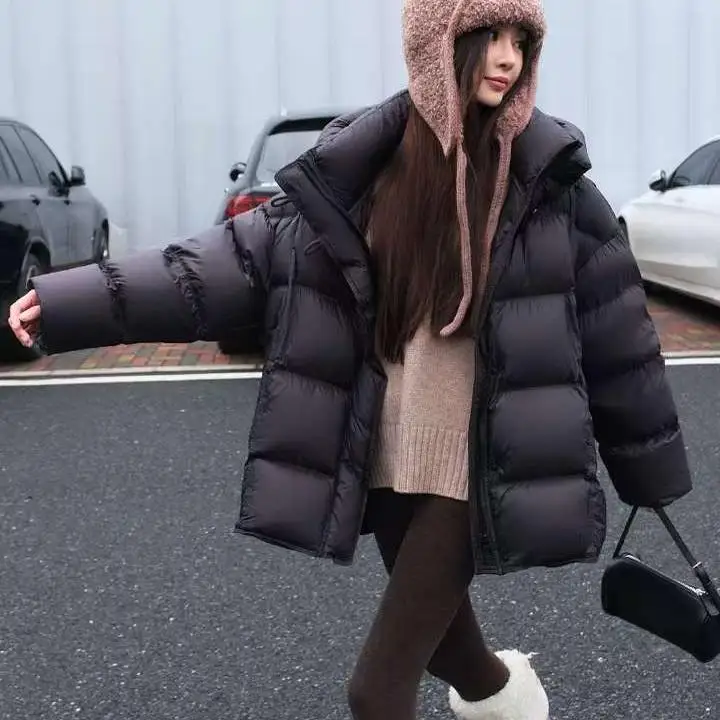 

Puffer Du down Jaet Women's ort Loose Thiened Winter Faion Warm Outerwear Simple Straight Cut White Du Feather