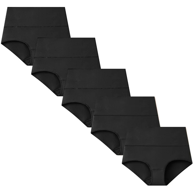 Lot de 5 culottes en coton et spandex pour femmes, couvrance complète du ventre