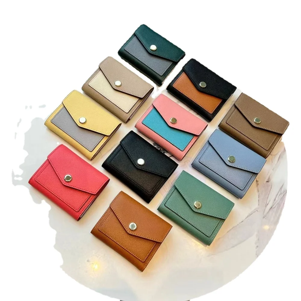 URBAN MASTER Small Wallet Womens Short  Korean Fashion Contrast Color Lady Card Holder Real Genuine Cow Leather Coin Purses