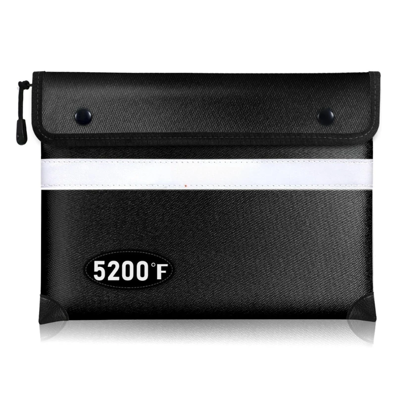 W89C حقيبة وثيقة مقاومة للحريق 5200 ° F 13x10inch مع سحابات قفل شرائح عاكسة منظمي التخزين المعزول من أجل المال