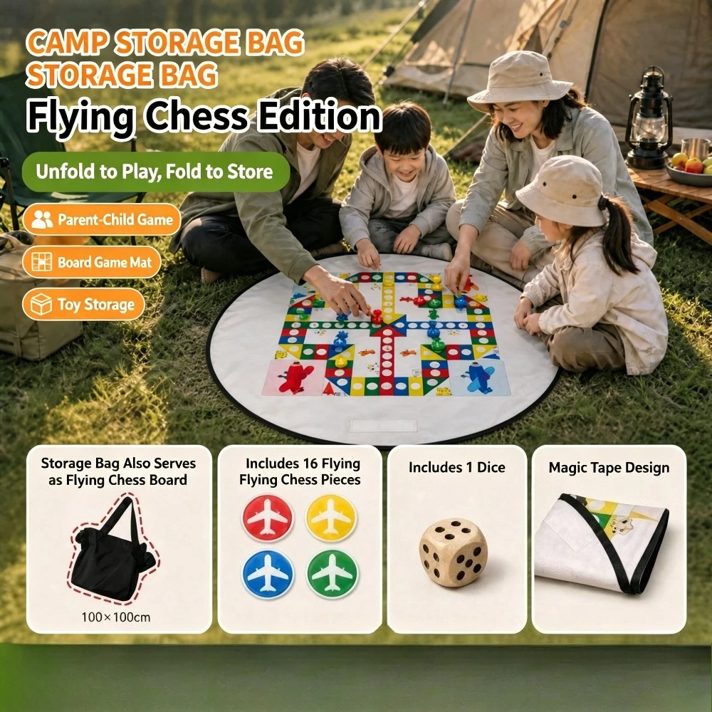 2‑in‑1 Flying Chess Game Mat Convertible Tote Bag Foldable Waterproof Outdoor Picnic Mat Portable Family Party Board Game