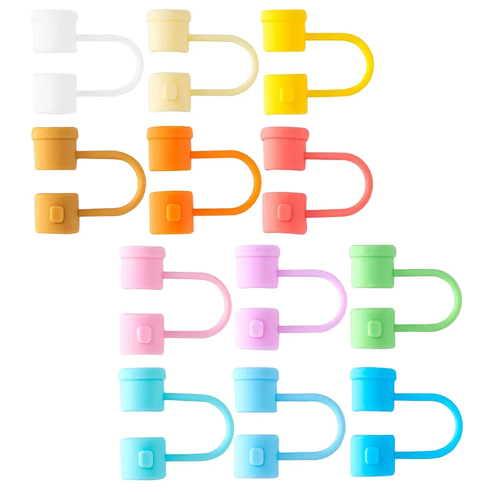 12 Pcs Drinking Straw Cover Silicone Stopper Shot Napkin Holder Basket Silica Gel