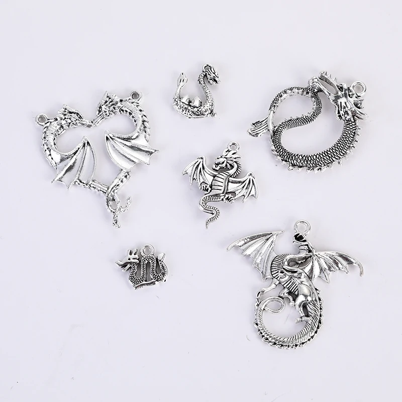 Vintage 10 pcs/lot dragon Charms Jewelry Making DIY handmade Earrings necklace bracelet Crafts