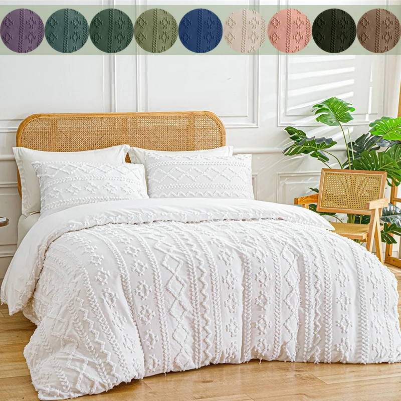 

Solid Color Bohemian Style Bedding with Plush Duvet Cover Including 1 or 2 Pillowcases Super Soft and Comfortable Winter Bedding