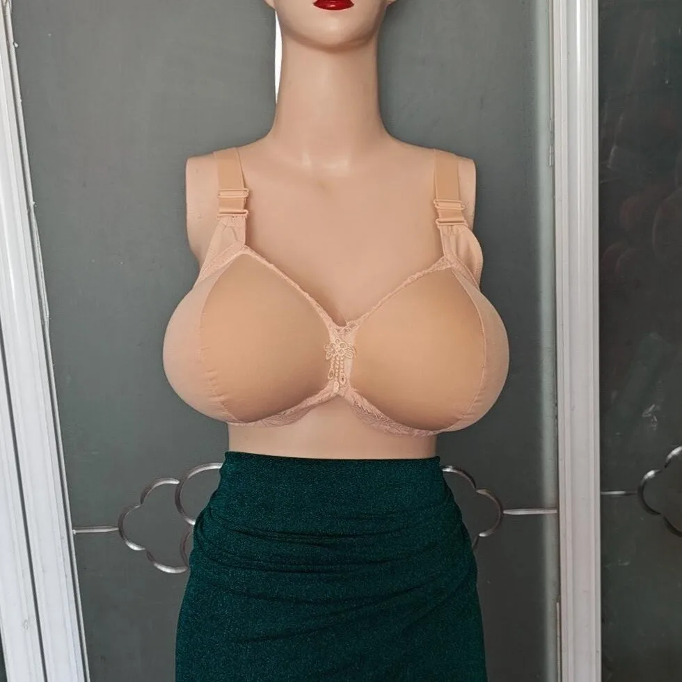G Cup Fully Pad Man Wear Handmade Skin Color Cotton Blended Puffy Soft Touch Cosplay Costumes Bra Top Party DJ Club Bar Dance