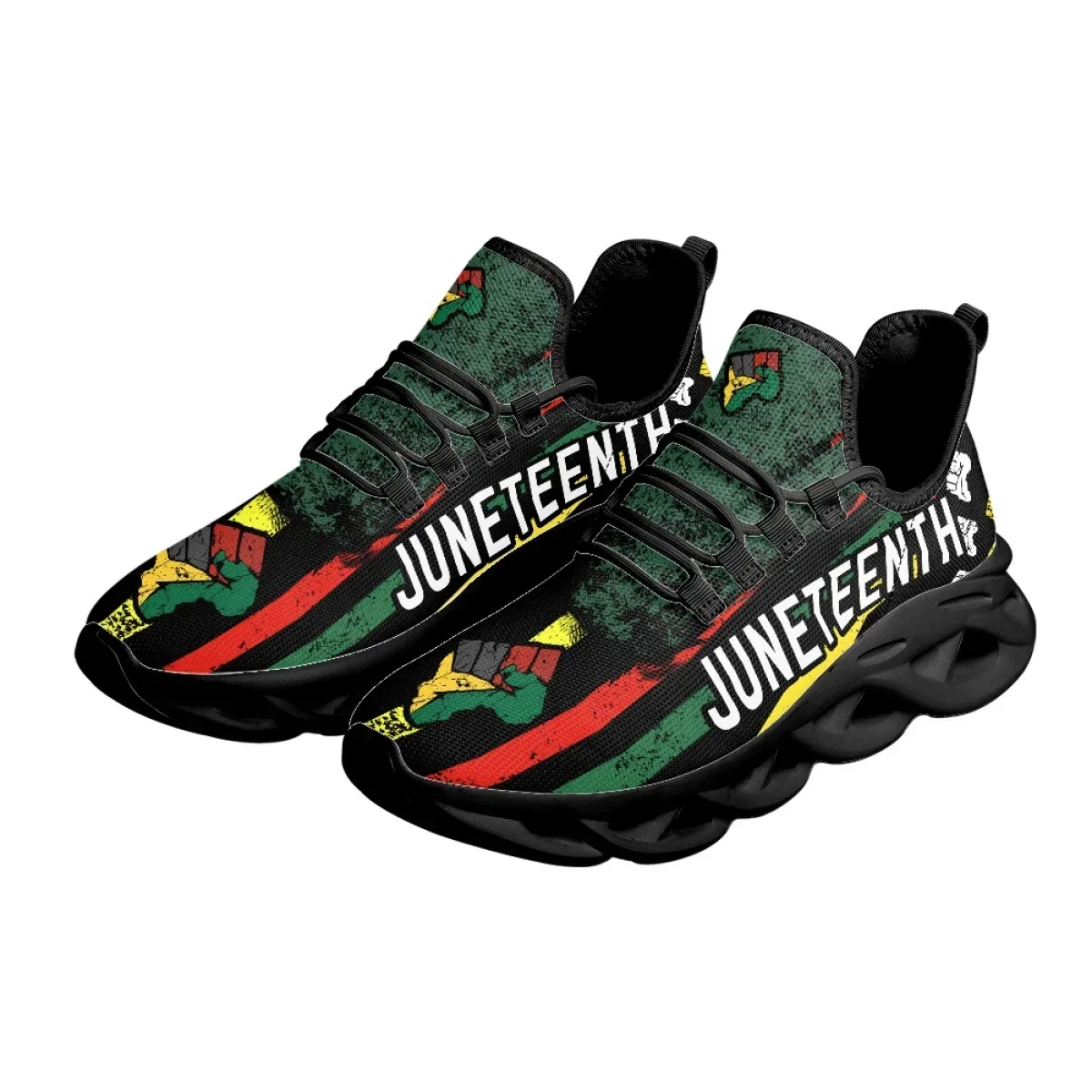 Juneteenth Peace and Love Print Mesh Sneakers Lightweight Walking Shoe Non Slip Breathable Athletic Running Zapatos