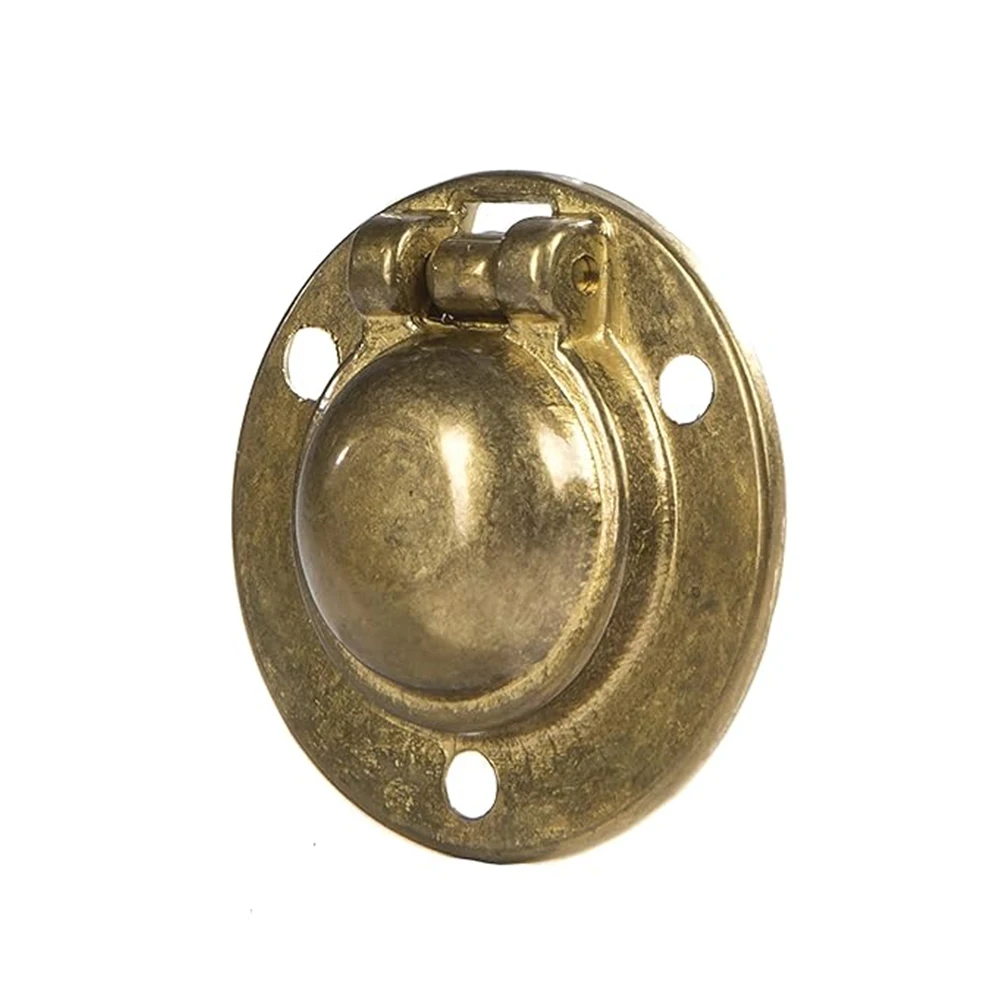 Marine 316 Stainless Steel Round Hatch Flush Lift Ring Brass Plating 50mm Pull Ring Lift Handle Boat Hardware