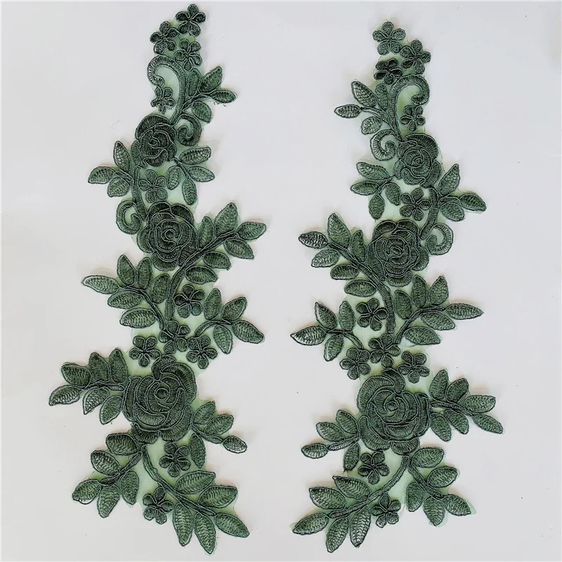 Handmade Embroidered Applique, Border Mirror Flowers, DIY Jewelry, Wedding Dress Accessories, 10Pcs, 5Pair, 19 Colors, RS2460