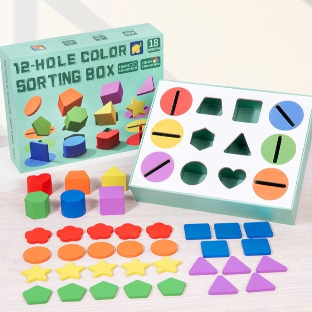 

Креативная деревянная игрушка Монтессори с 12 отверстиями: 3D-формы, геометрические тела, деревянный сортер, развивающая игрушка для дошкольного образования