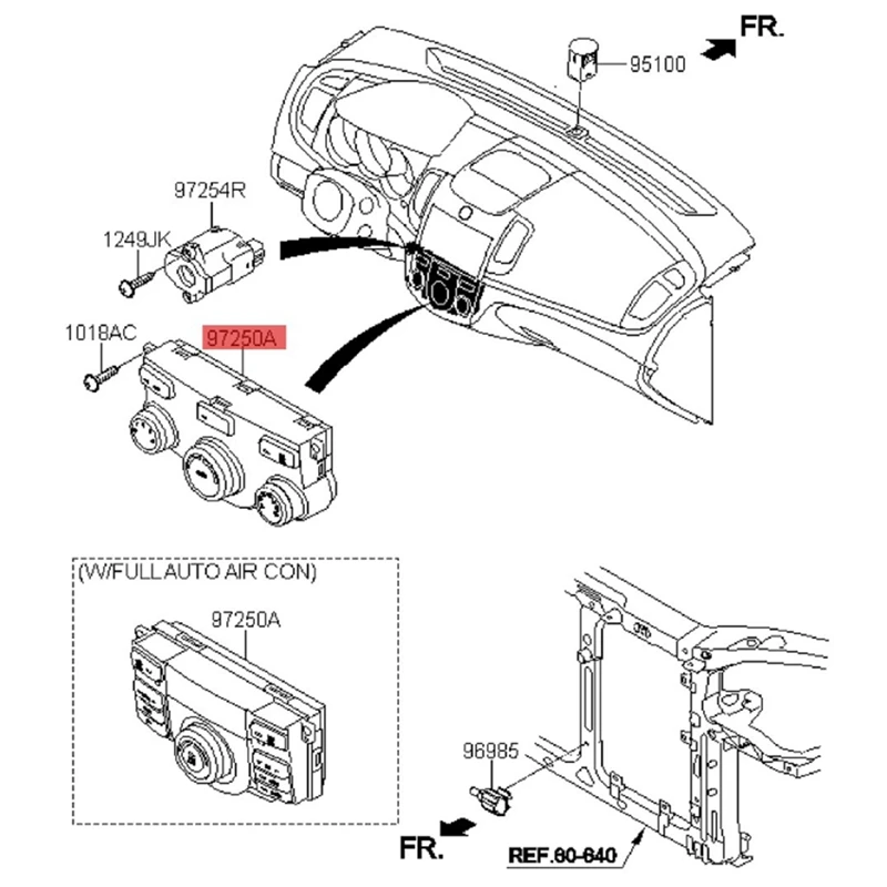 

97250-1X510 Car Air Conditioning Switch Panel Making A/C Adjustment Knob For Kia Forte Cerato 2014-2016