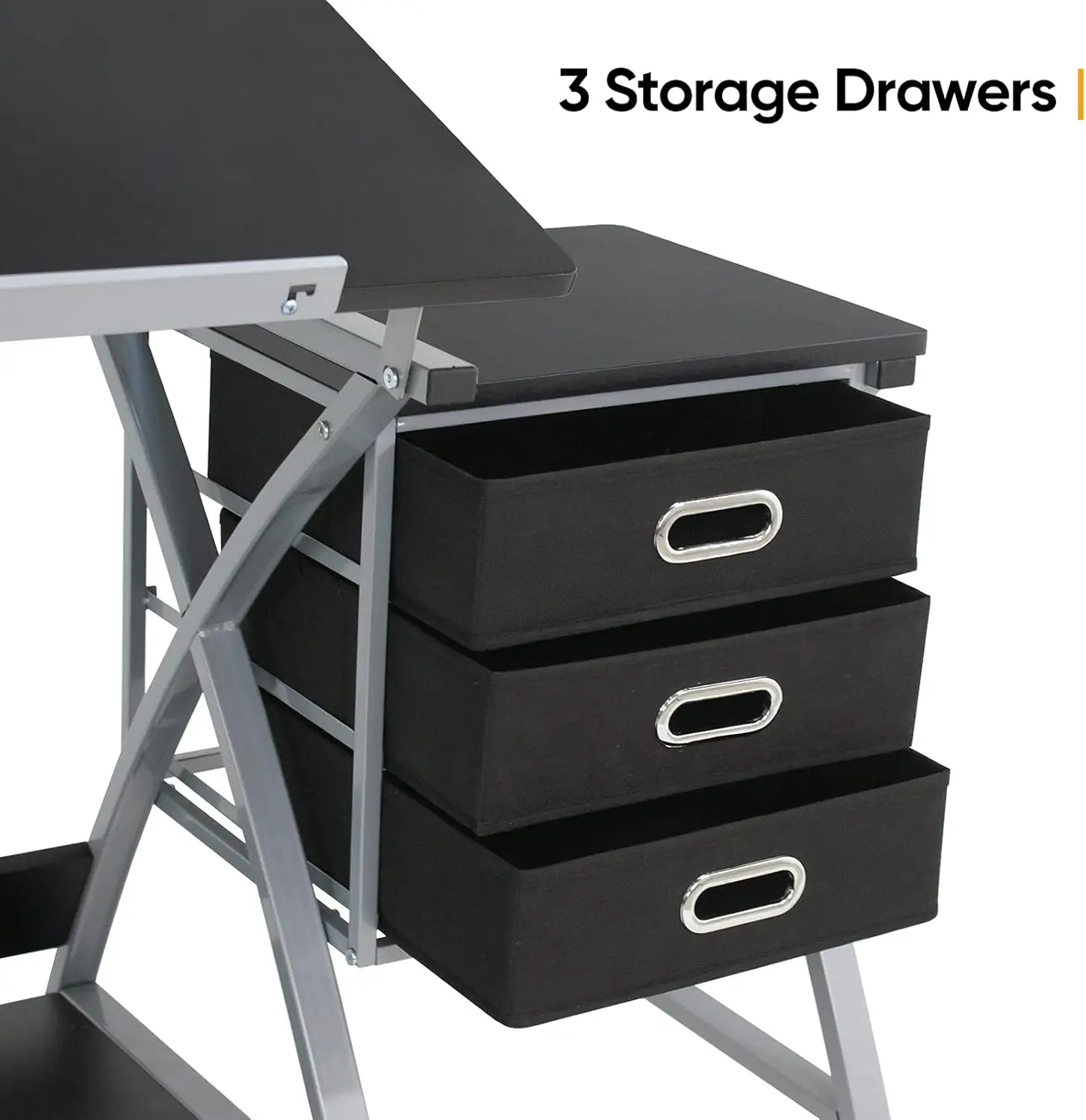 Drafting Table And Stool, Tilted Draft Table Desk W/Drawers, Artist Drawing Desk Craft Table For Drafting, Painting, Reading,