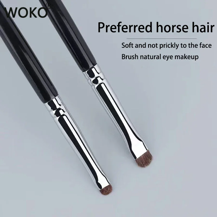 Horse Hair Flat Eyeshadow Brush Precision Smokey Smudge Liner Angled Shader Professional Makeup Brush Tool