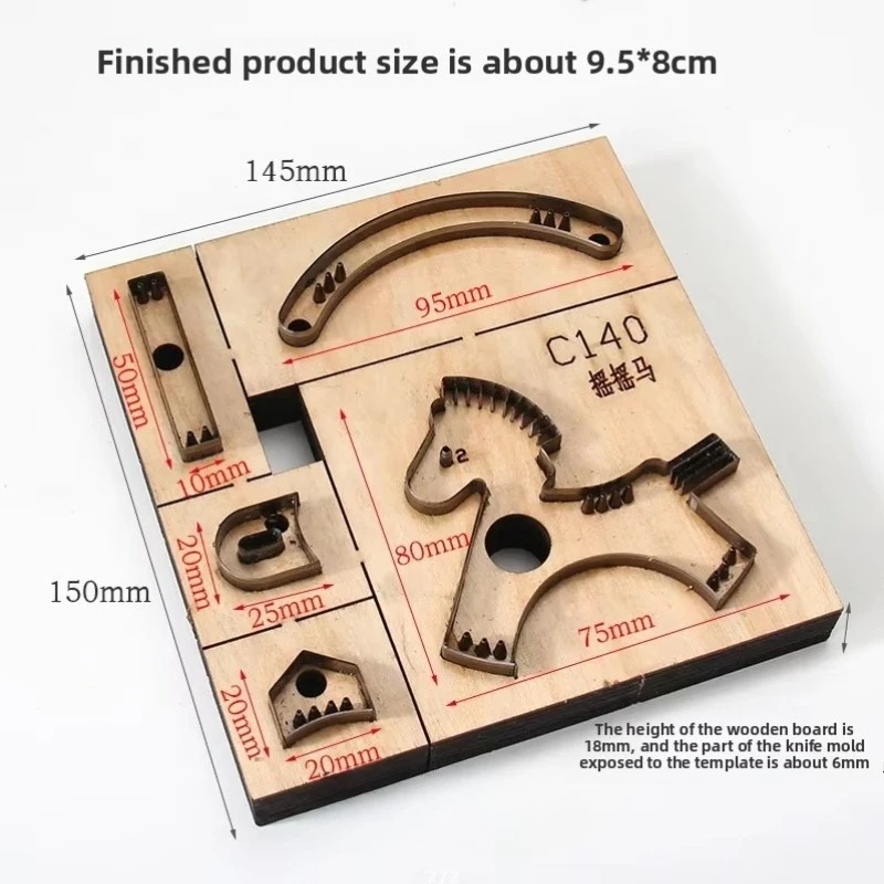 Leather Tools Hand DIY Rocking Horse Knife Mold Cutting Knife Mold Imported Knife Plus Wooden Board Sharp and Durable
