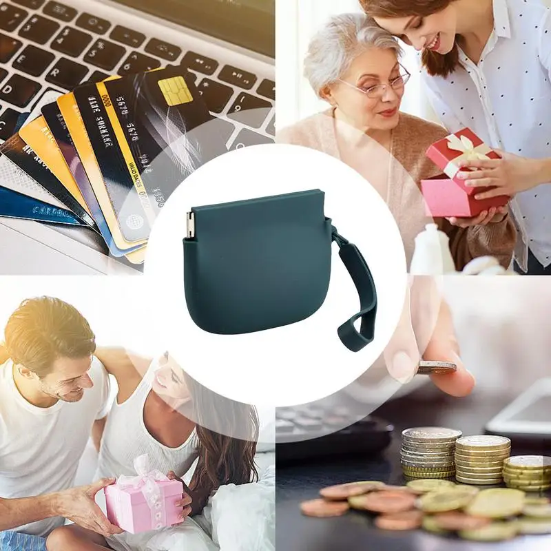 Silicone Coin Purse Keychain Small Silicone Pouch Wired Earbud Case 10x8cm/3.94x3.15 Inches Coin Holder Pouch Silicone Storage