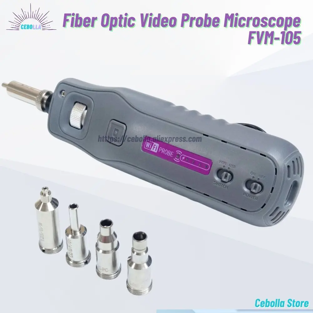 

FVM-105A Fiber Optic Endface Inspection Wireless Microscope Portable Wifi Probe With Auto Analyze 200X Magnification WIFI